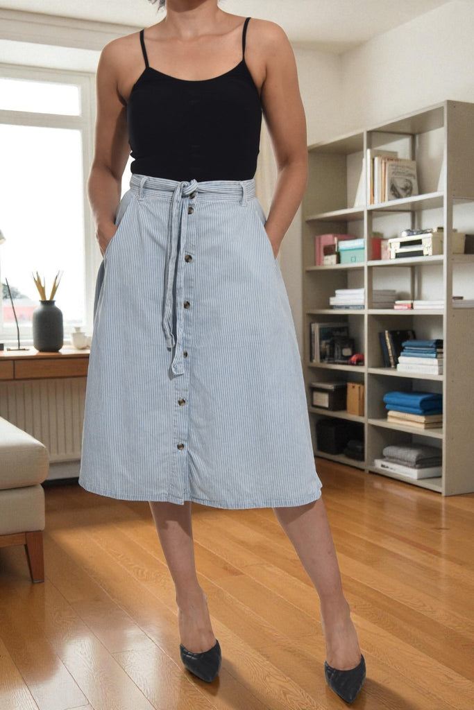 Ladies Stripe Button Front Skirt - StylePhase SA