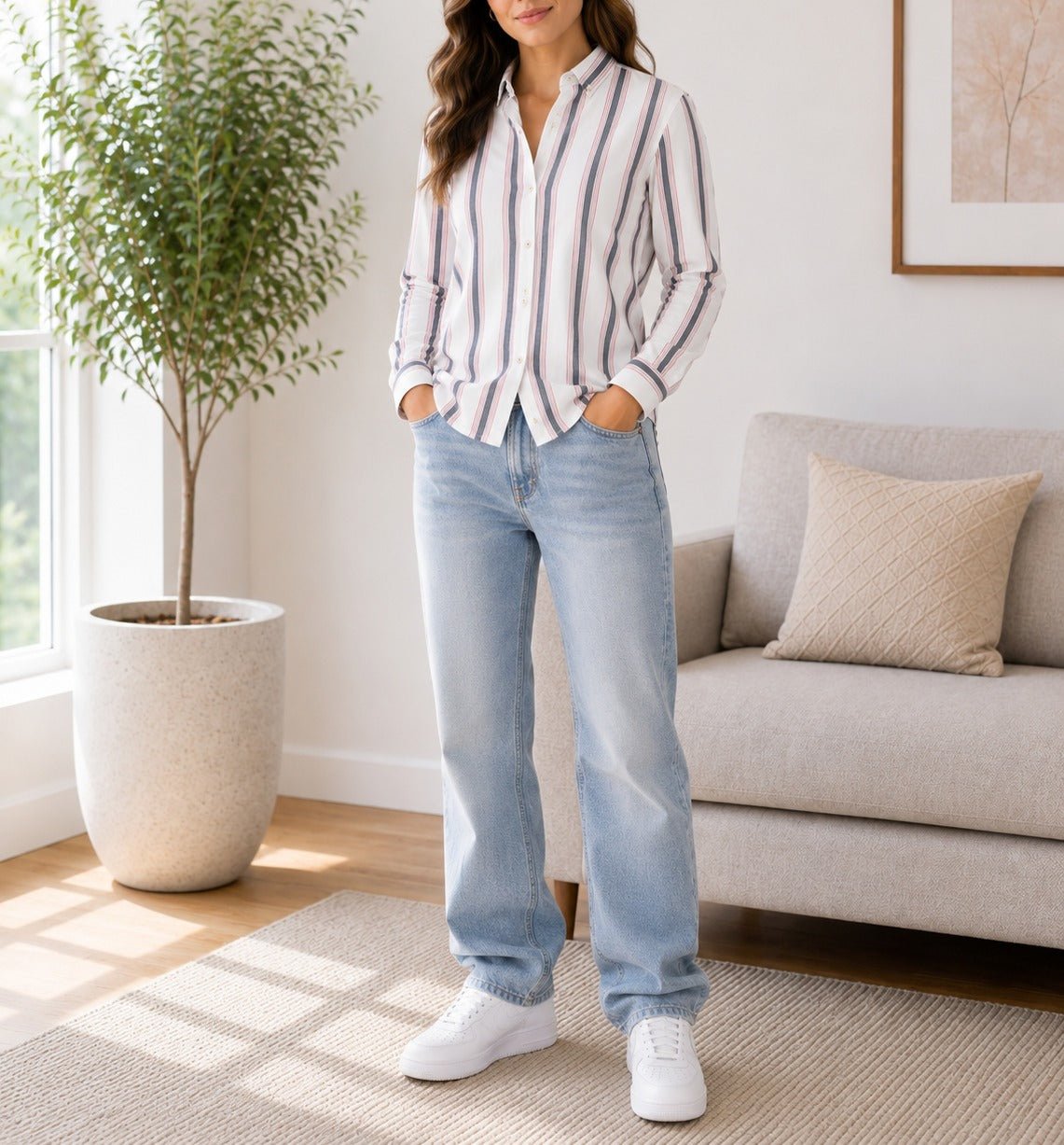 Ladies Stripe Button Shirt - StylePhase SA