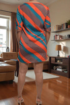 Ladies Stripe Two Tone Dress Top - Orange And Green - StylePhase SA