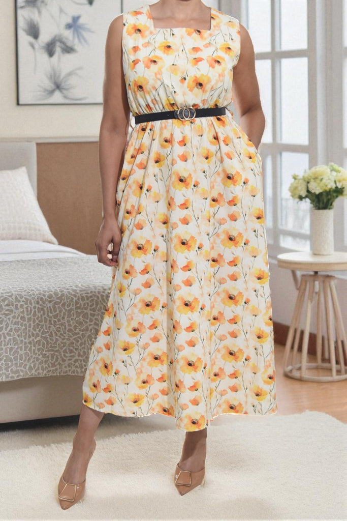 Ladies Sunflower Pocket Flare Dress (Excl Belt) - StylePhase SA