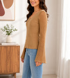 Ladies Tan Bell Sleeve Top - StylePhase SA