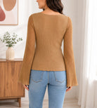 Ladies Tan Bell Sleeve Top - StylePhase SA