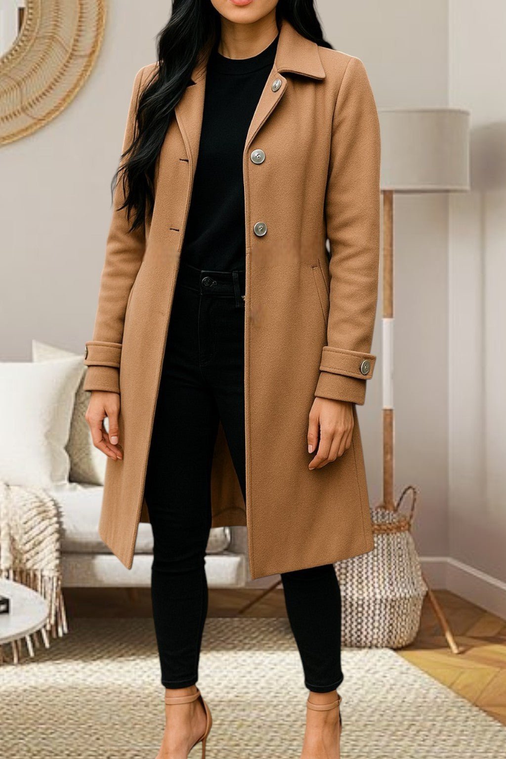 Ladies Tan Collar Coat - StylePhase SA