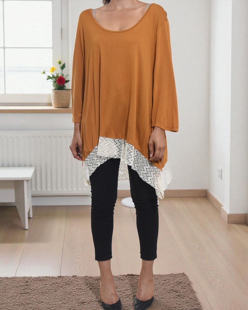 Ladies Tan Curve Plus Top - StylePhase SA