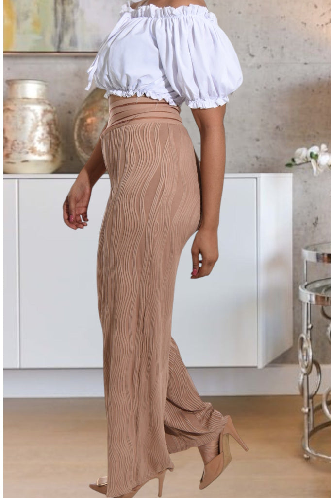 Ladies Tan Cut Out Waist Pants - StylePhase SA