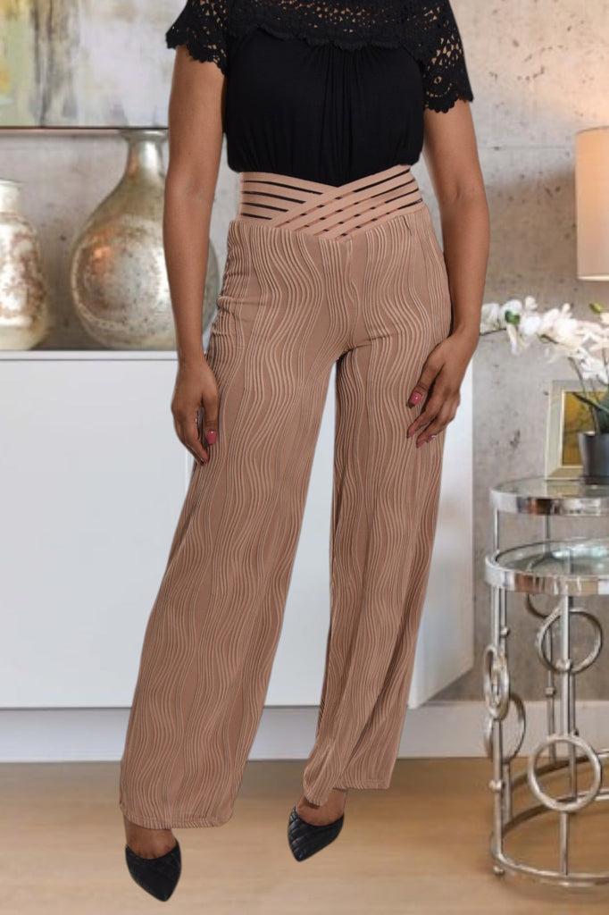 Ladies Tan Cut Out Waist Pants - StylePhase SA