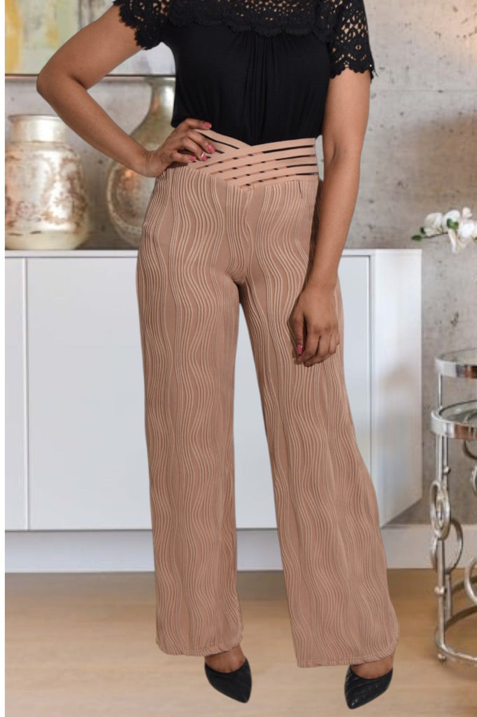 Ladies Tan Cut Out Waist Pants - StylePhase SA