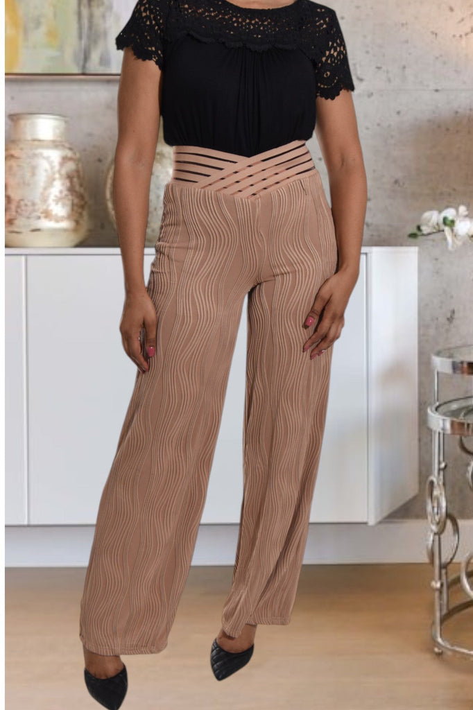 Ladies Tan Cut Out Waist Pants - StylePhase SA