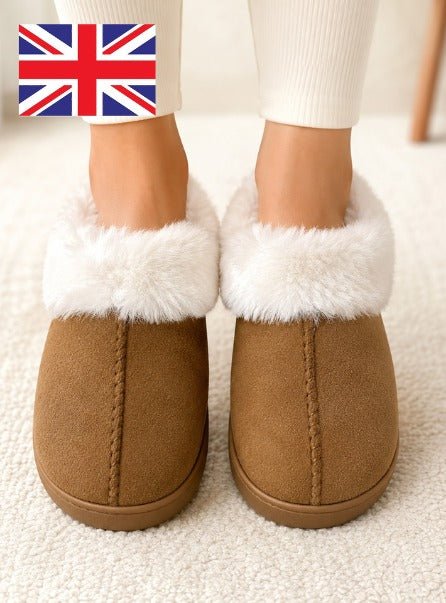 Ladies Tan Faux Fur Cuff Slipper - StylePhase SA