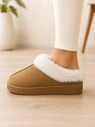Ladies Tan Faux Fur Cuff Slipper - StylePhase SA
