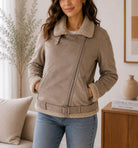 Ladies Tan Fur Neck Jacket - StylePhase SA