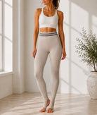 Ladies Tan High Rise-Foot Strap Leggings - StylePhase SA