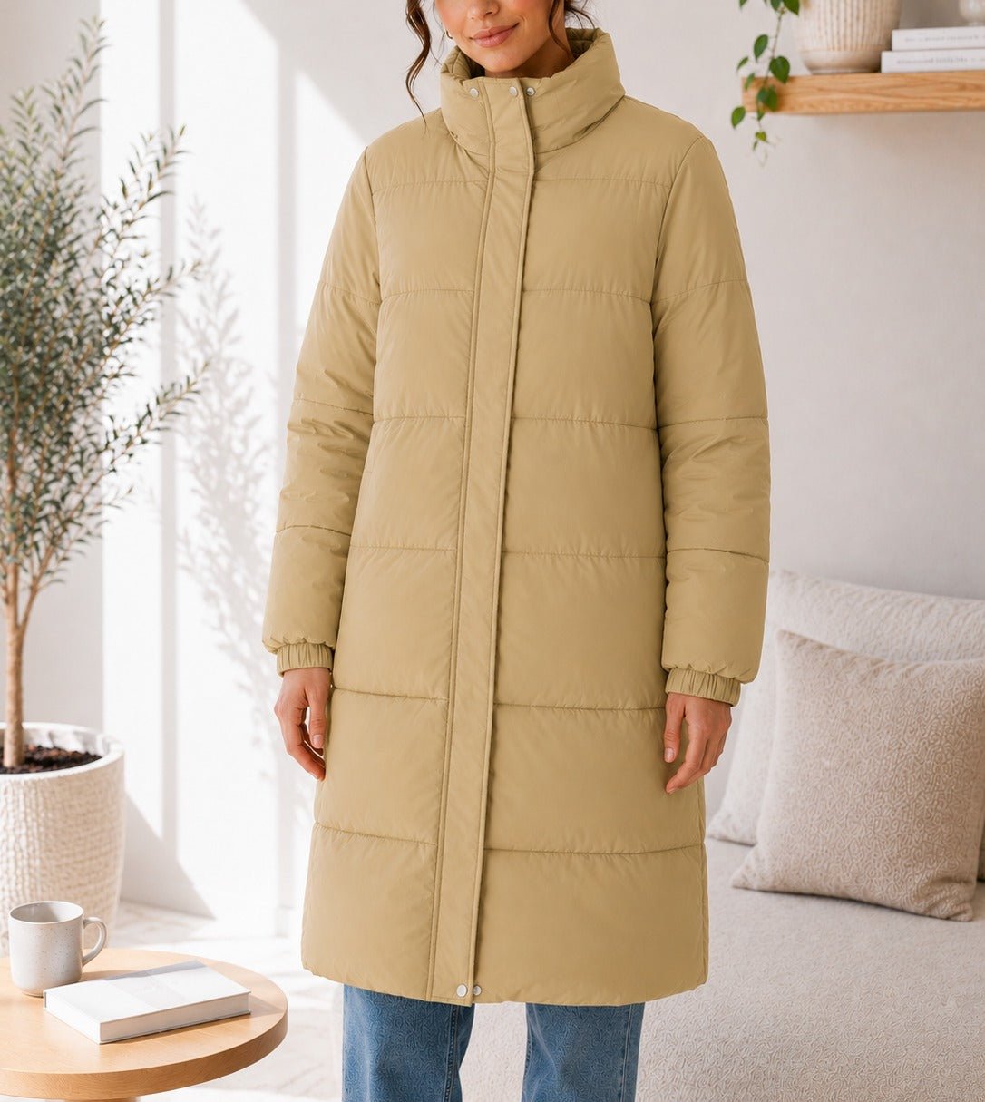 Ladies Tan Long Windbreaker Jacket - StylePhase SA