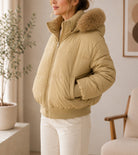 Ladies Tan Zip Front Hoody Jacket - StylePhase SA