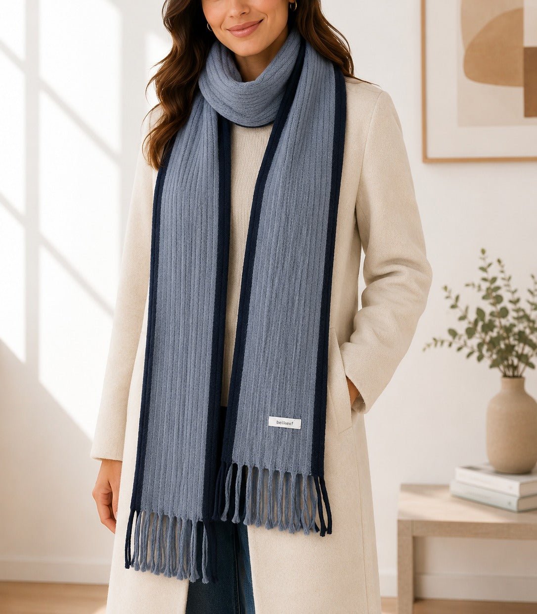 Ladies Tassel End Scarf-Charcoal - StylePhase SA