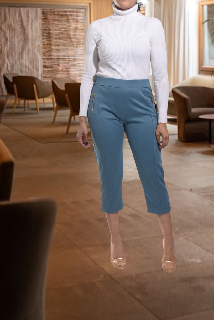 Ladies Teal Capri Zip Pants - StylePhase SA