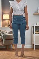 Ladies Teal Capri Zip Pants - StylePhase SA