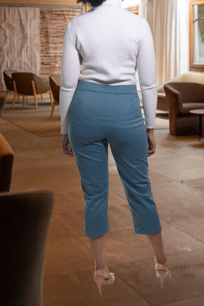 Ladies Teal Capri Zip Pants - StylePhase SA