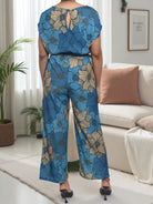 Ladies Teal Floral Wide Leg Jumpsuit - StylePhase SA