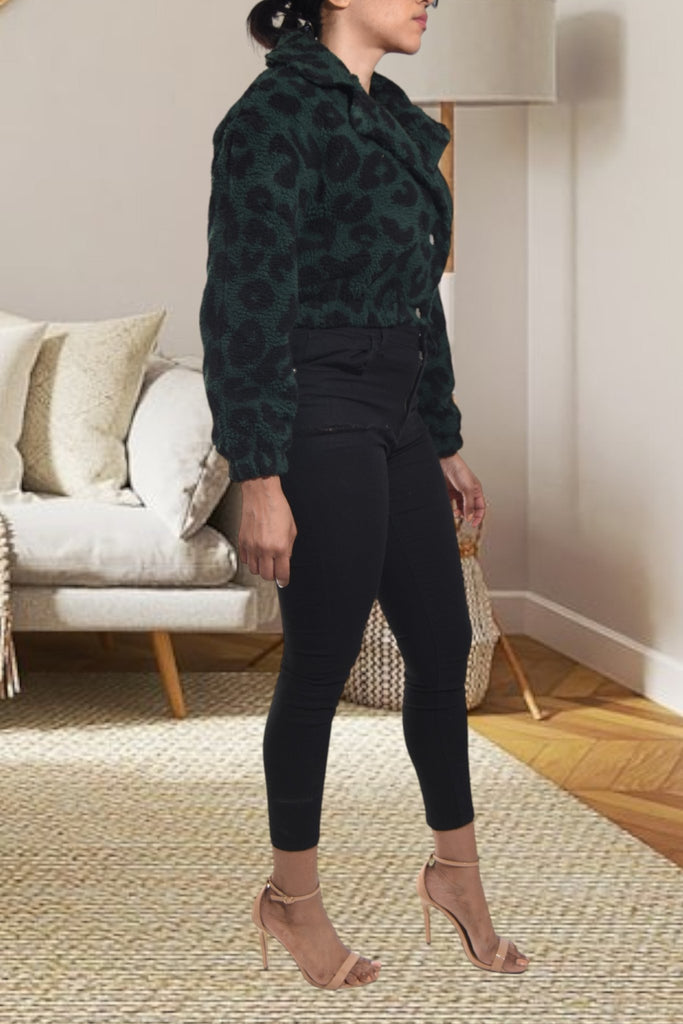Ladies Teal Fur Crop Jacket - StylePhase SA