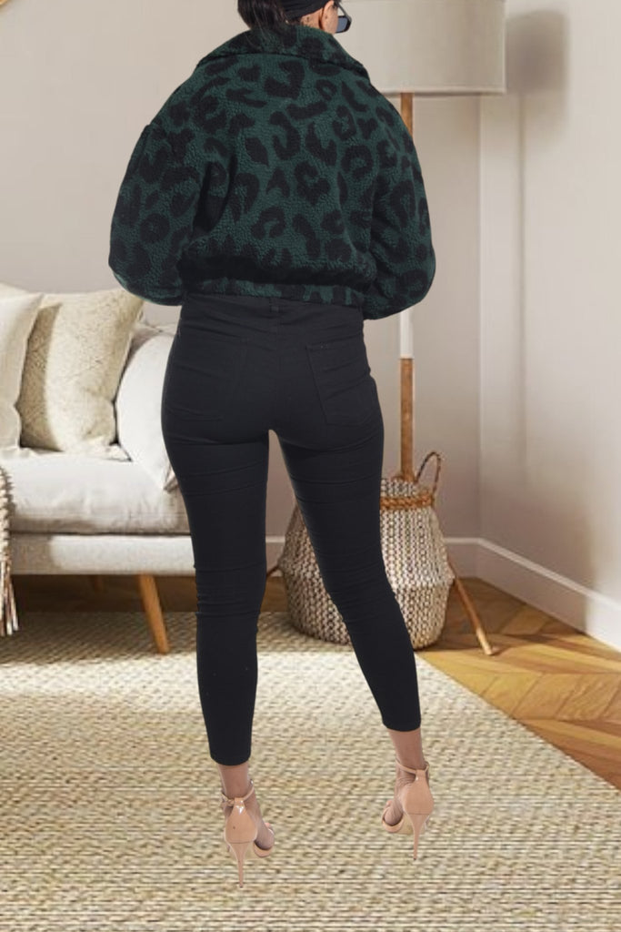 Ladies Teal Fur Crop Jacket - StylePhase SA