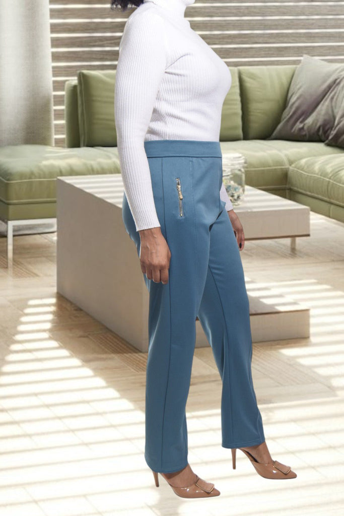 Ladies Teal Long Zip Pants - StylePhase SA
