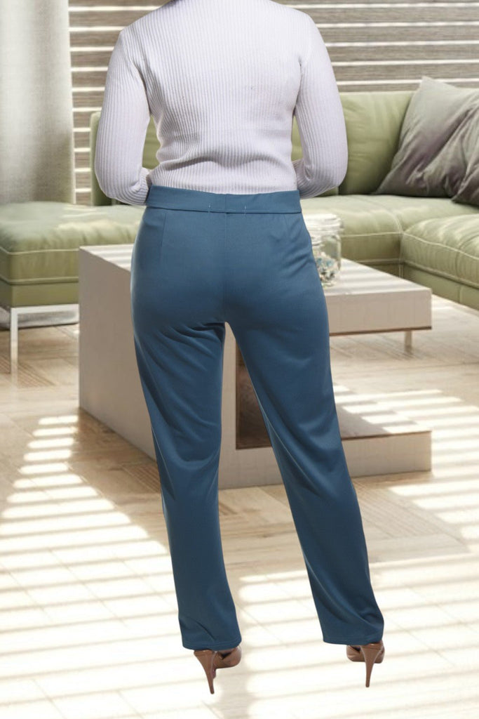 Ladies Teal Long Zip Pants - StylePhase SA
