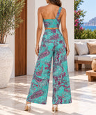 Ladies Teal One Shoulder Tie Knot Two-Piece Set - StylePhase SA