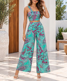 Ladies Teal One Shoulder Tie Knot Two-Piece Set - StylePhase SA