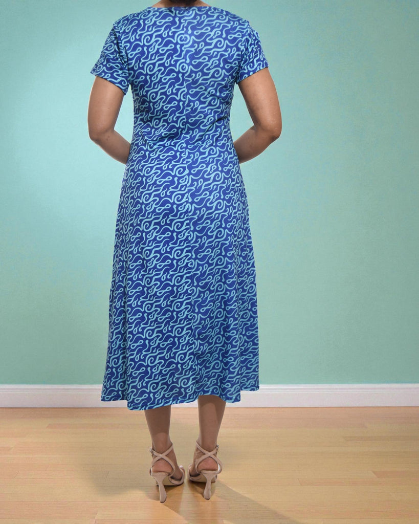 Ladies Teal Printed Midi Dress - StylePhase SA