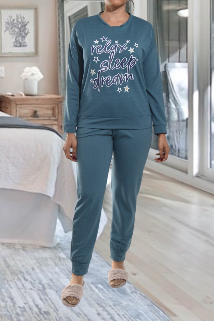 Ladies Teal Printed Pj Set - StylePhase SA