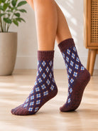 Ladies Thermal Pattern Socks - Brown - StylePhase SA