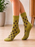 Ladies Thermal Pattern Socks - Olive - StylePhase SA