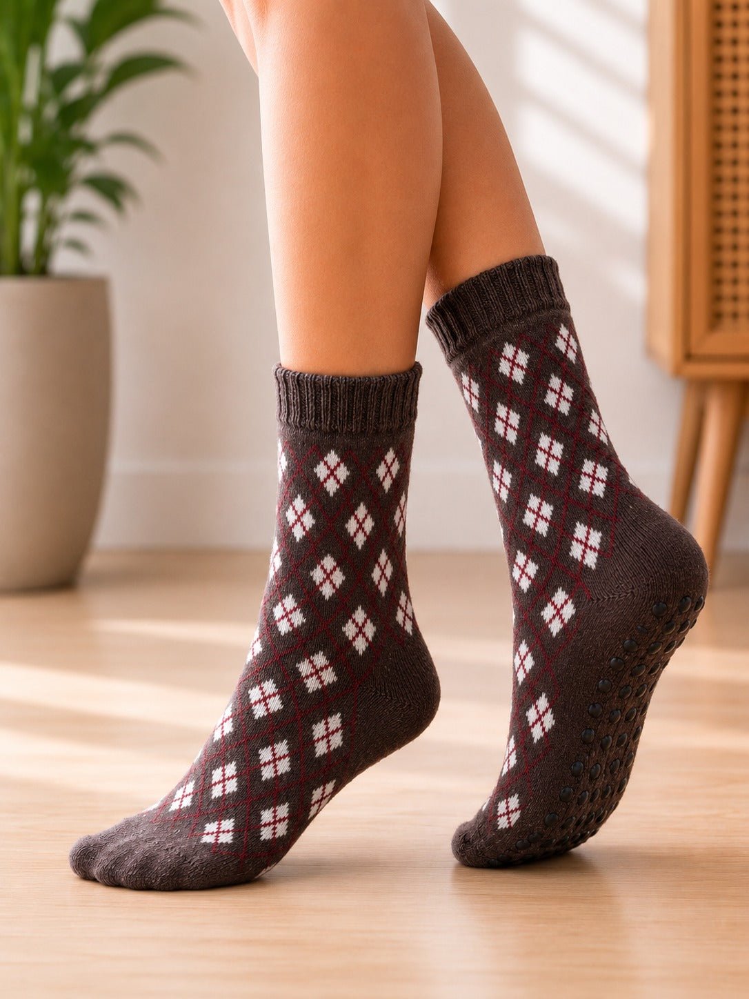 Ladies Thermal Pattern Socks - Red - StylePhase SA