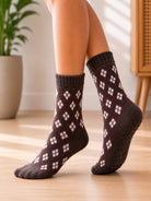 Ladies Thermal Pattern Socks - Red - StylePhase SA