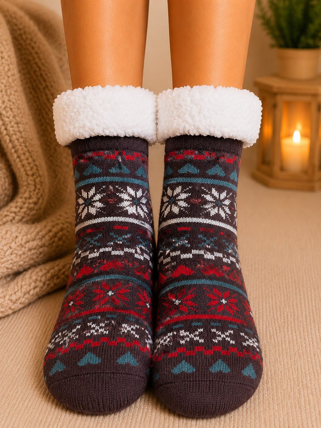 Ladies Thermal Slipper Socks - Chocolate - StylePhase SA