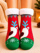 Ladies Thermal Slipper Socks - Green Rudolf - StylePhase SA