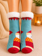 Ladies Thermal Slipper Socks - Green Snow Man - StylePhase SA