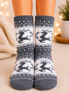 Ladies Thermal Slipper Socks - Grey And White - StylePhase SA