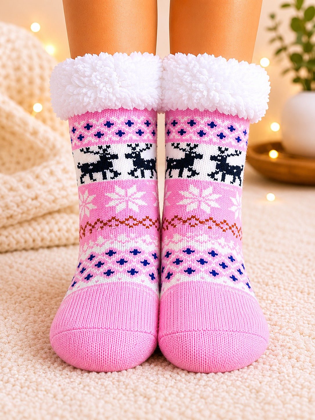 Ladies Thermal Slipper Socks - Light Pink - StylePhase SA