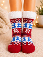 Ladies Thermal Slipper Socks - Red And Blue - StylePhase SA