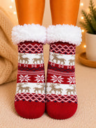 Ladies Thermal Slipper Socks - Red And Brown - StylePhase SA