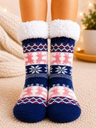 Ladies Thermal Slipper Socks - Royal And Pink - StylePhase SA