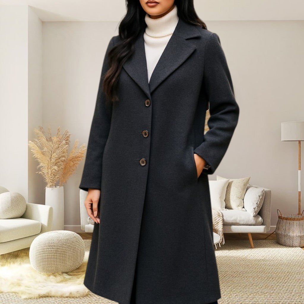 Ladies Three Button Charcoal Coat - StylePhase SA