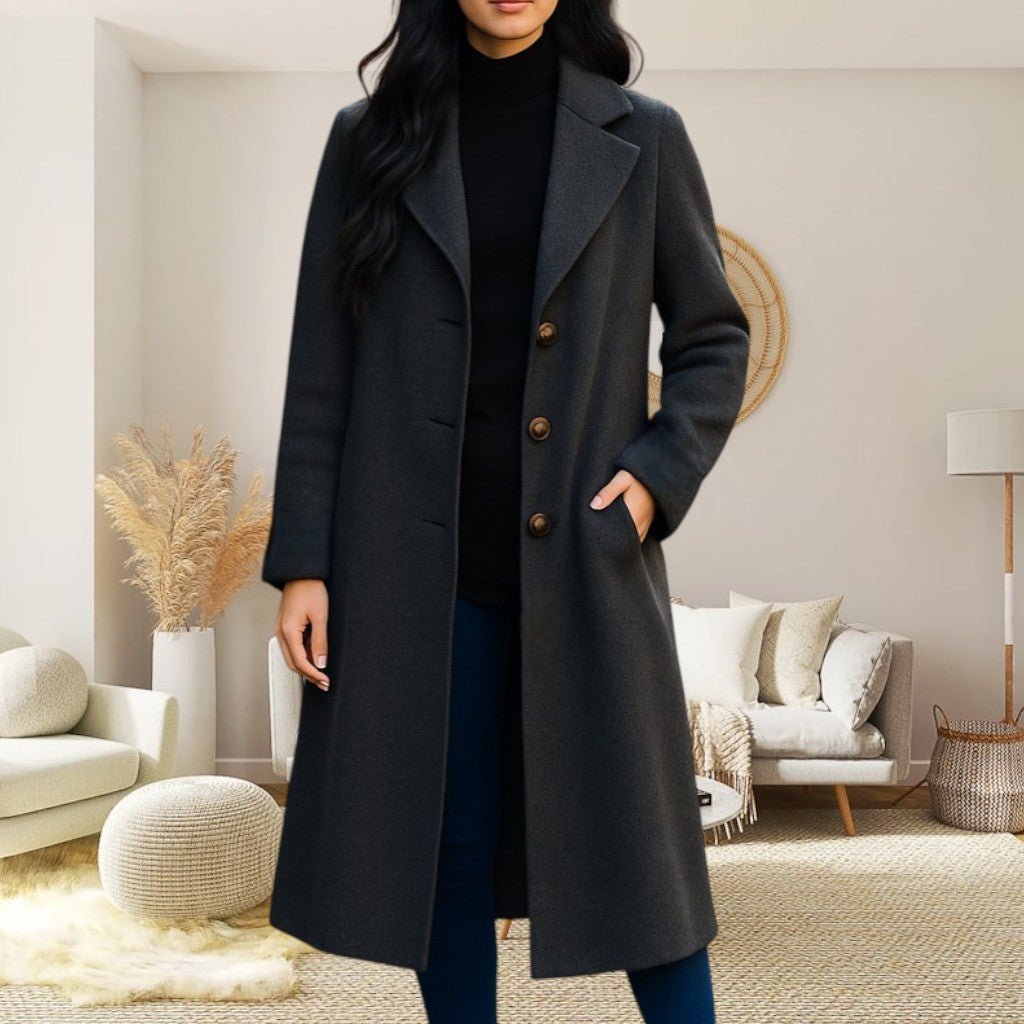 Ladies Three Button Charcoal Coat - StylePhase SA