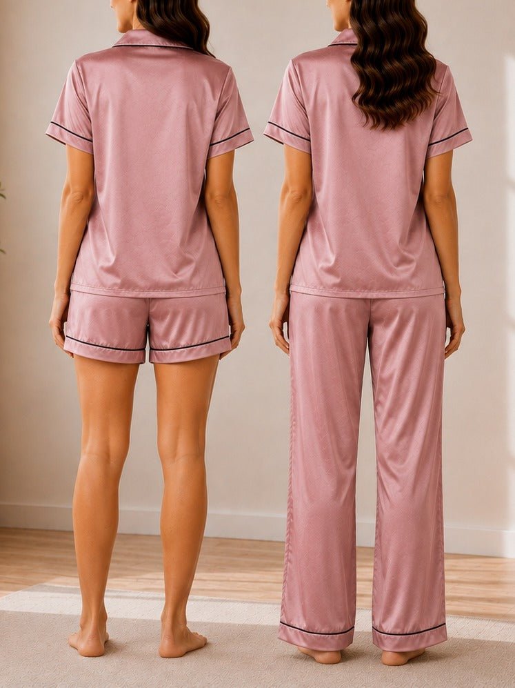Ladies Three-Piece Mink Satin Pyjama Set - StylePhase SA