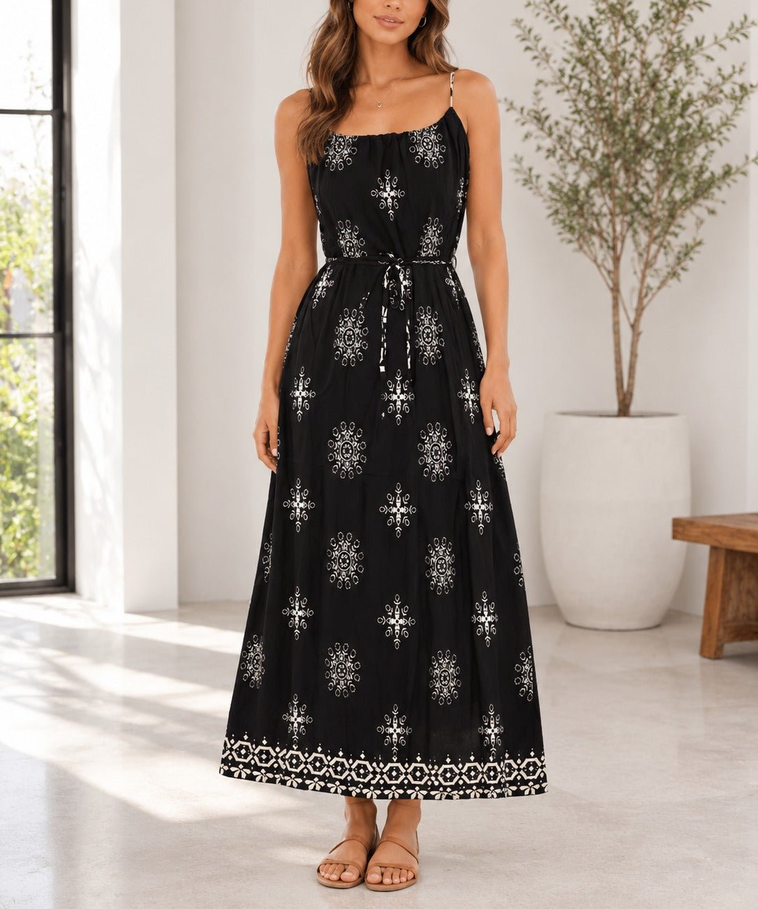 Ladies Tie Front Black Pocket Dress - StylePhase SA
