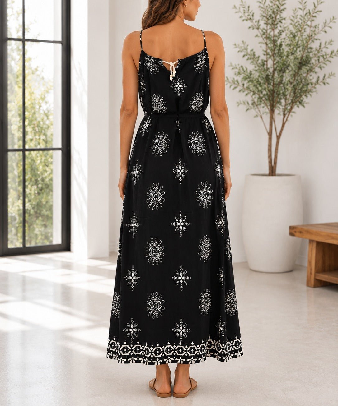 Ladies Tie Front Black Pocket Dress - StylePhase SA