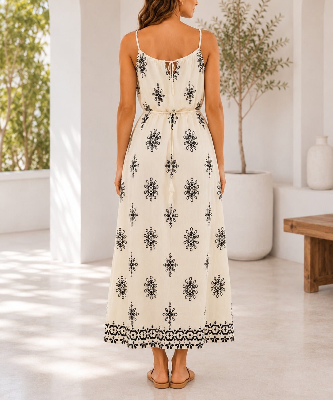 Ladies Tie Front Cream Pocket Dress - StylePhase SA