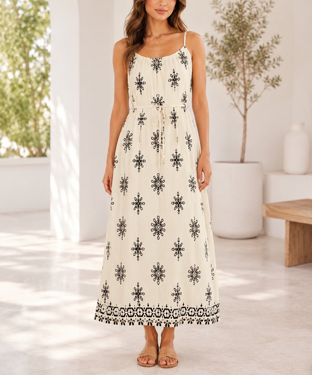 Ladies Tie Front Cream Pocket Dress - StylePhase SA